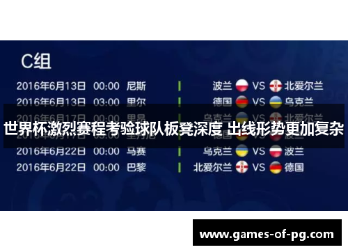 世界杯激烈赛程考验球队板凳深度 出线形势更加复杂